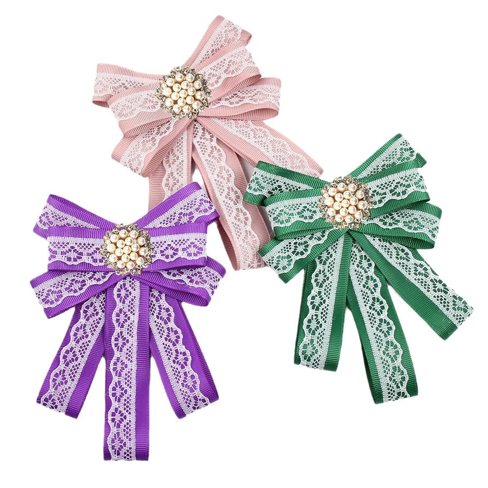 

Женские галстуки-бабочки, лента ручной работы, кружево, кристалл, жемчуг, цветок, брошь, модный корейский стиль, воротник рубашки, аксессуары, подарки, галстук-бабочка