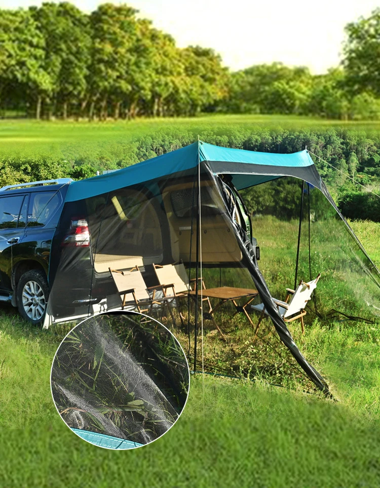 210D Nylon Oxford Cloth Coated With Silver Glue B3 Dense Mesh Outdoor Portable Camping SUV Car Rear Tent Car Awning Sun Shelter