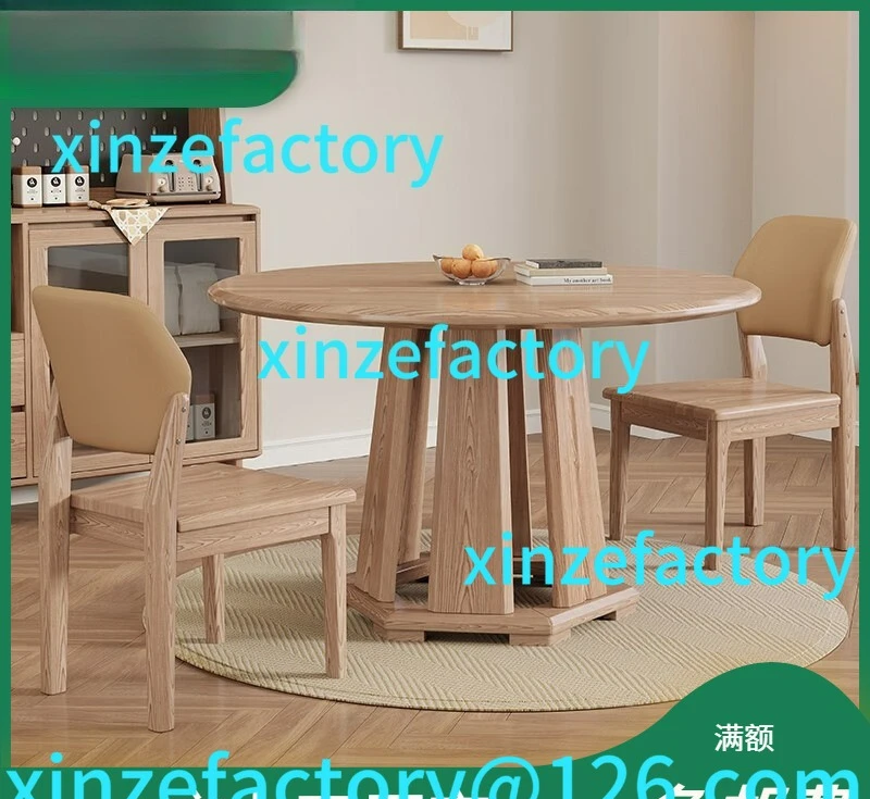 

Customizable Nordic All Solid Wood Combination Modern Simple Log Color Dining Table Household Ash Wood Round