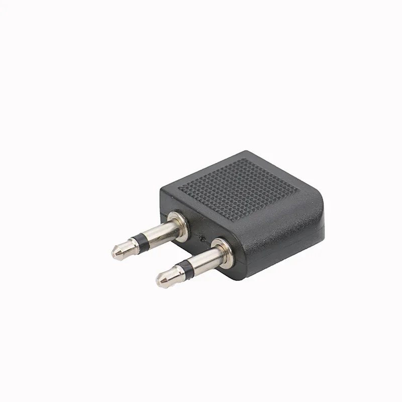 Adaptateur de prise de voyage, 2 pièces, nickelé or avion 3.5mm, casque d'écoute, convertisseur Audio Mono, prise de voyage, séparateur