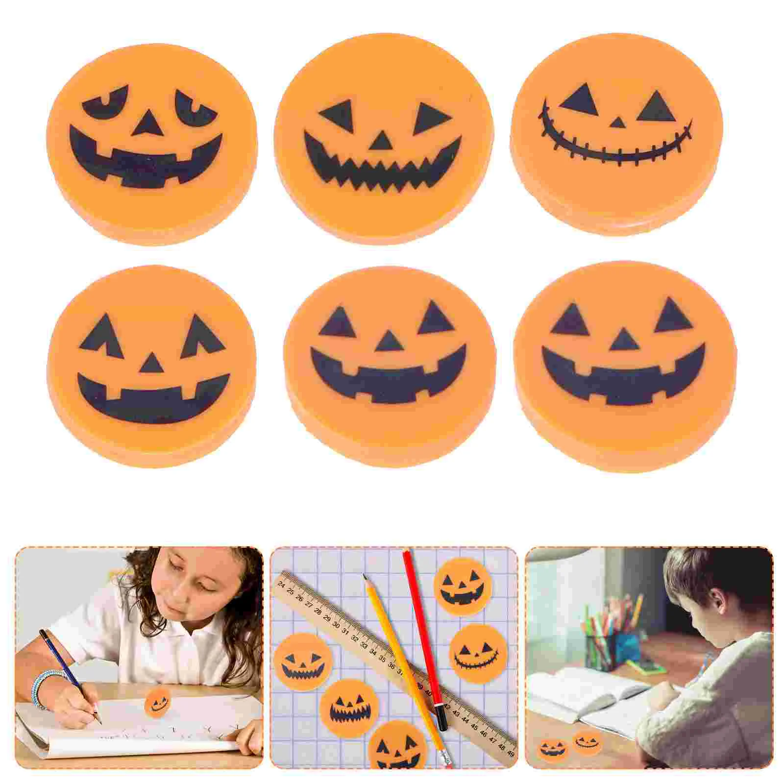 18 Pcs Pumpkin Eraser Mini Erasers for Classroom Kids Small Novelty Toy Birthday Stationery Party