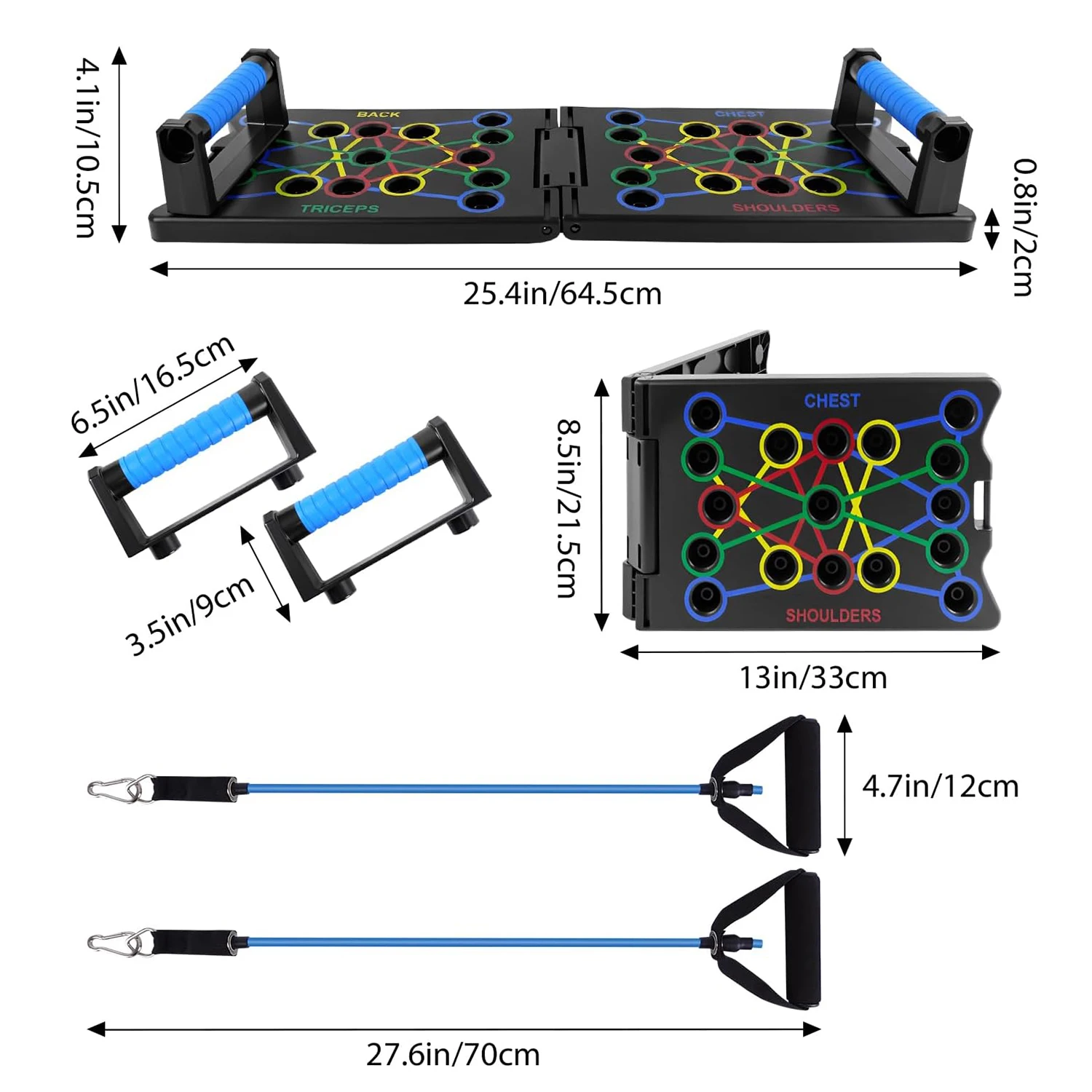 لوح رفع، معدات تدريب القوة 24 في 1، لوح لياقة بدنية للتمرين المنزلي مع أشرطة مقاومة لممارسة الكتف والظهر #6