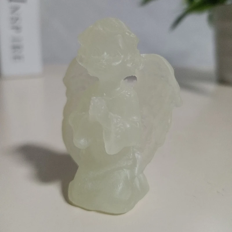Glow in Dark Cute Resin Fairy Girl Angel Figurine Peaceful Prayer Angels Statues Man-made Jade Stone Ornaments Home Decorative view 4