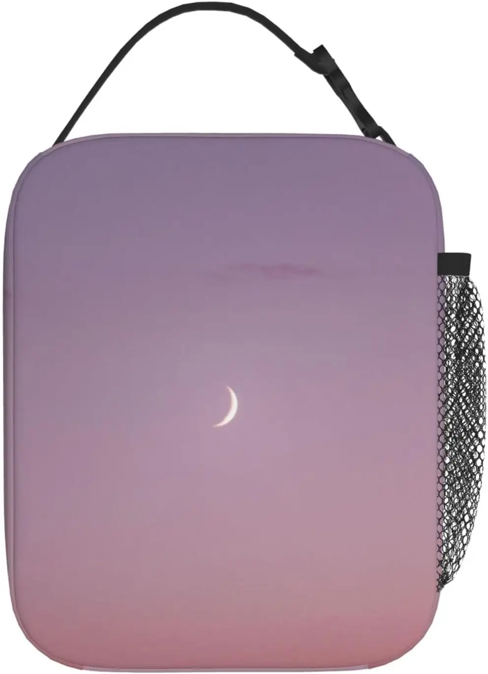 Pink Sky And Moon Lunch Bag Insulated Reusable Lunchbox Portable Cooler Lunch Tote Bag with Side Pockets For Work Picnic Travel