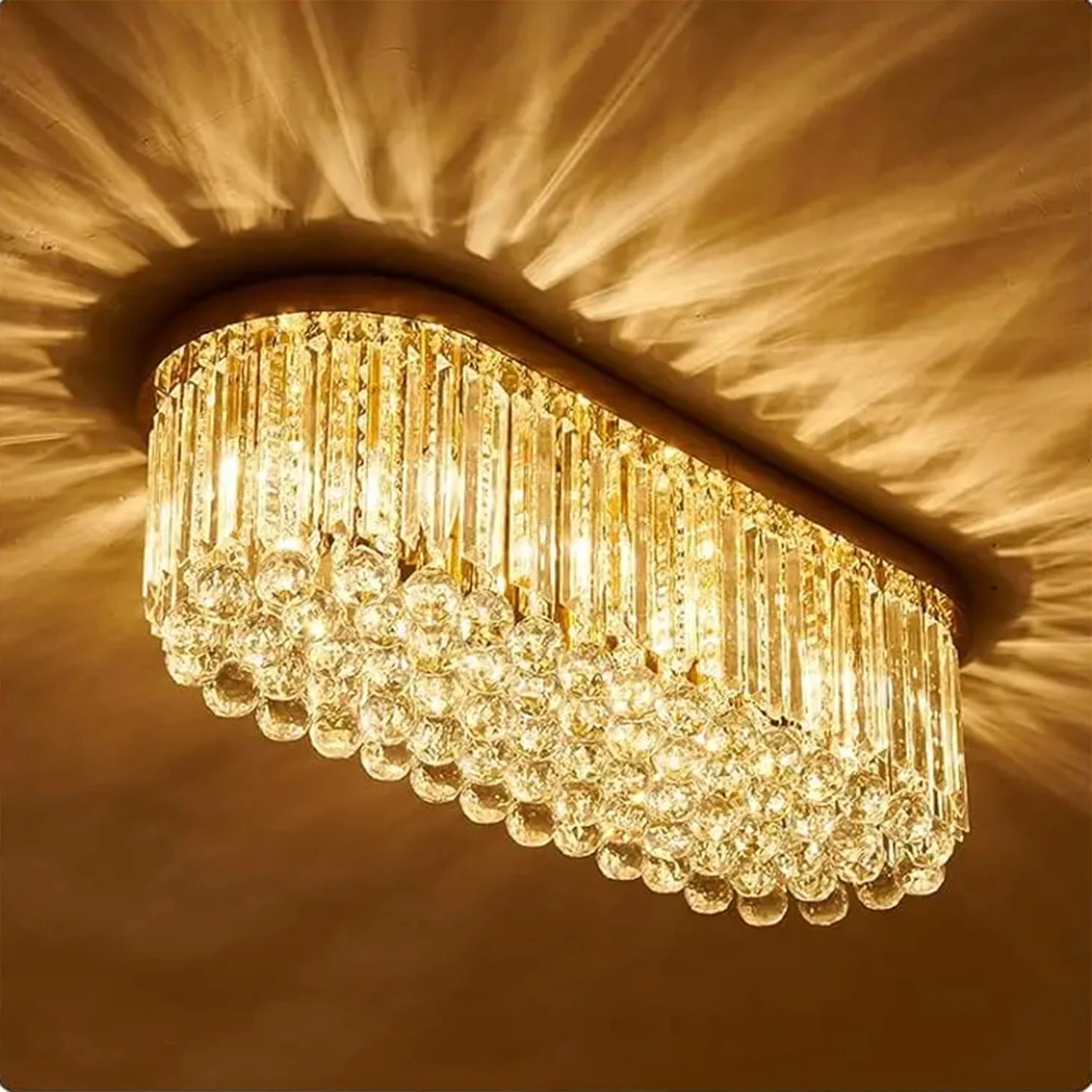 Modern Luster Crystal Chandelier Bedroom Dining Room Living Room Kitchen Oval Chandelier Luxury Gold Chrome Crystal Ceiling Lamp