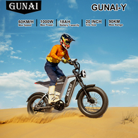 GUNAI-Y Adult Electric Bike 1000W Electrical Road Bicycle 48V 18Ah Fatbike MTB E-bike 20\