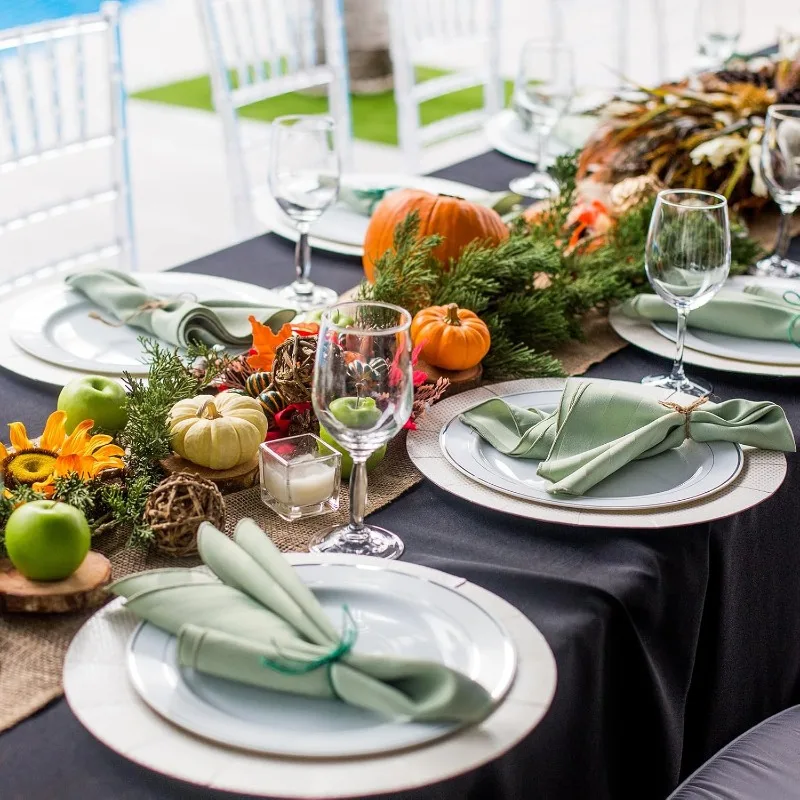 8er-Pack schwarze Tischdecken für rechteckigen Tisch, 60 x 102 Zoll Tischdecken aus Polyestergewebe, rechteckig