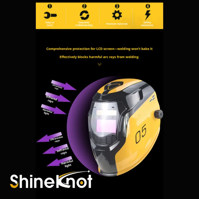 SHINEKNOT New Intelligent Welding Face Mask Equipped With Solar Powered Automatic Dimming Welding Protective Face Mask