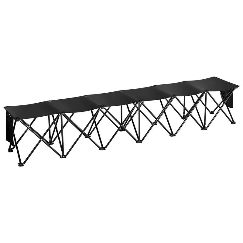 

Collapsible Team Settee 106x19x32 Inches For Football Baseball Camping, Side Pockets Storage Bag 600D Oxford Fabric Seating Structure Black