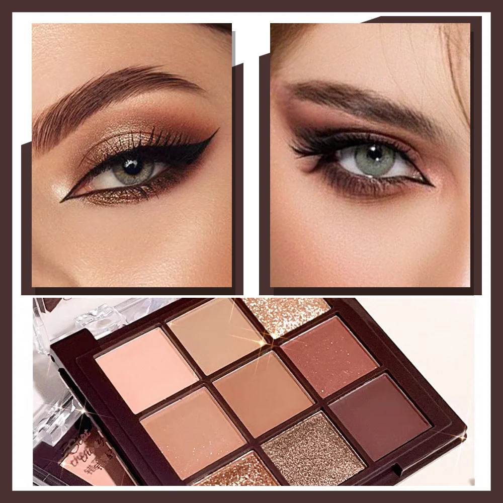 لوحة ظلال عيون عارية - 9 ألوان غير لامعة ولامعة، صبغة عالية قابلة للمزج، مقاومة للماء تدوم طويلاً، عيد الميلاد والشتاء