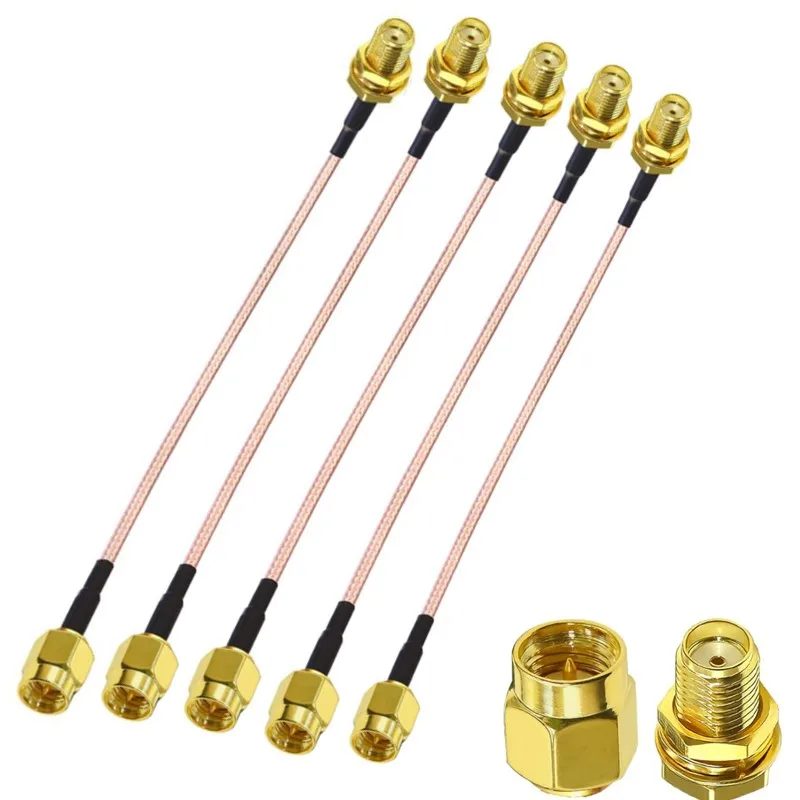 JX 5PCS SMA Male To SMA Female Bulkhead Mount Connector RG316 Antenna Extension Cable 10CM 15CM 20CM 30CM 50CM 1M 2M 3M 5M