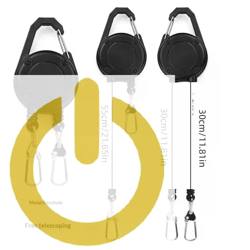 1pc Unique Double Headed Design Key Chain Multifunctional Roll Retractable Keychain Bag Recoil ID Card Holder Keyring