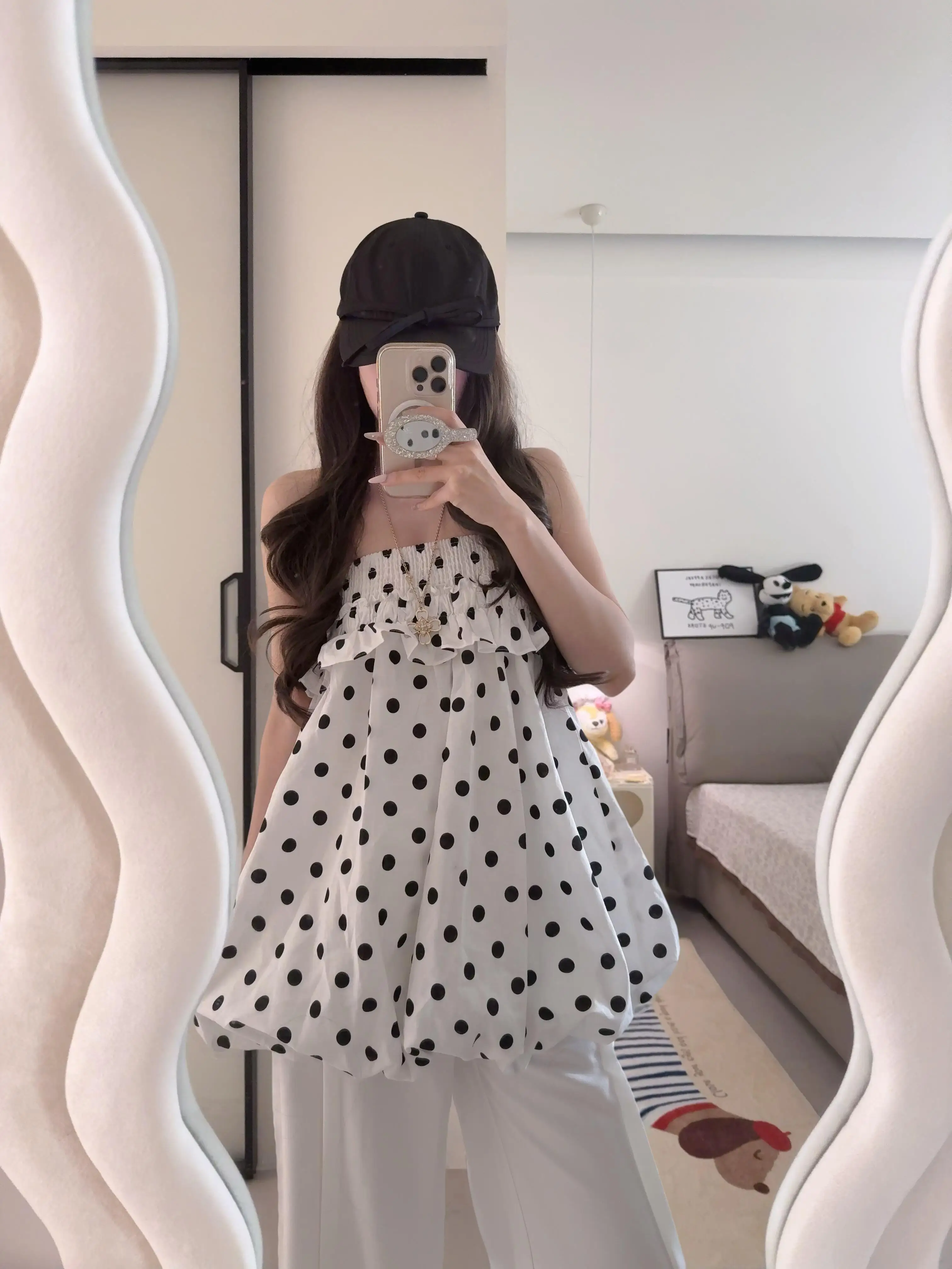 American Retro Polka Dot Bloomer Skirt Women's Summer Casual Two-Way Wear Midi Dress City Commuting Daily Travel Shopping