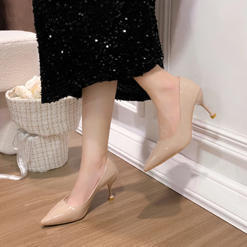 Fashion Small Fresh High Heels 2024 Fall New Women's Shoes Pointed Stiletto Single Shoes Wild Black Work Shoes Dress Party Pumps