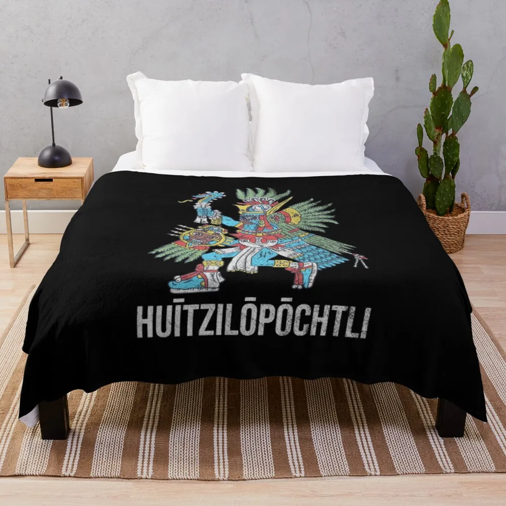 

Distressed Huitzilopochtli - Aztec God of Sun Text - Deity Throw Blanket Blankets For Sofas Luxury Thicken Fleece Blanket