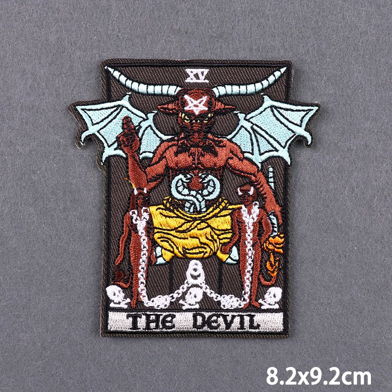 The Devil Iron On Patches For Clothes Skull Tarot Embroidery Patches On Clothes DIY Applique Ironing Stickers Fusible Patch
