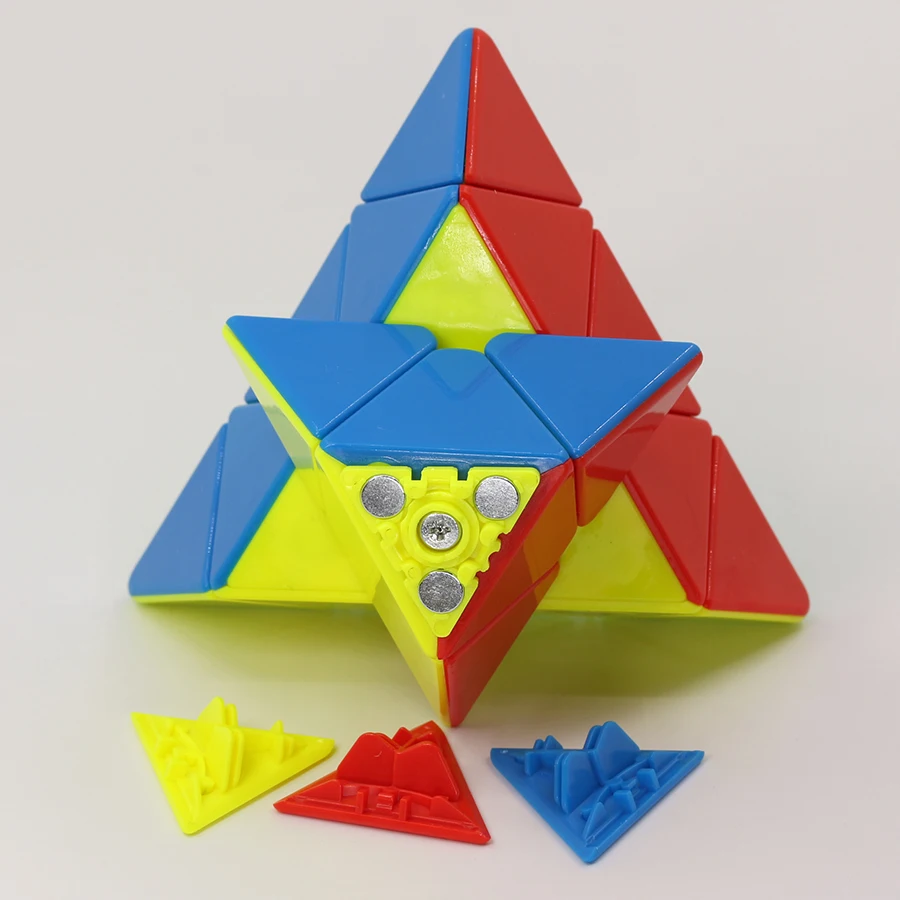 YuXin Cubos mágicos, pirámide mágica pequeña de 3x3 M, cubo magnético Pyramorphix, rompecabezas de Torre mágica profesional, juego inteligente