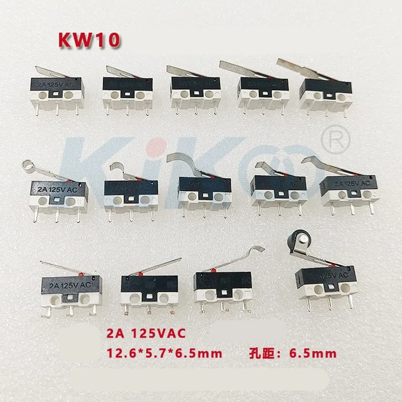 10Pcs 3 Pin SPDT Short Hinge Lever Micro Limit Mechanical Stroke Limit Button Switch KW10 AC 125V 2A