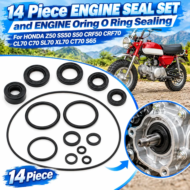 14 Piece ENGINE SEAL SET and ENGINE Oring O Ring Sealing For HONDA Z50 SS50 S50 CRF50 CRF70 CL70 C70 SL70 XL70 CT70 S65