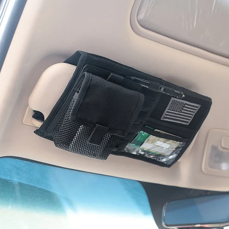 Molle Car Sun Visor Organizer Vehicle Truck Panel Auto Accessories Multi-pocket CD Storage Pouch EDC Tool Holder Bag