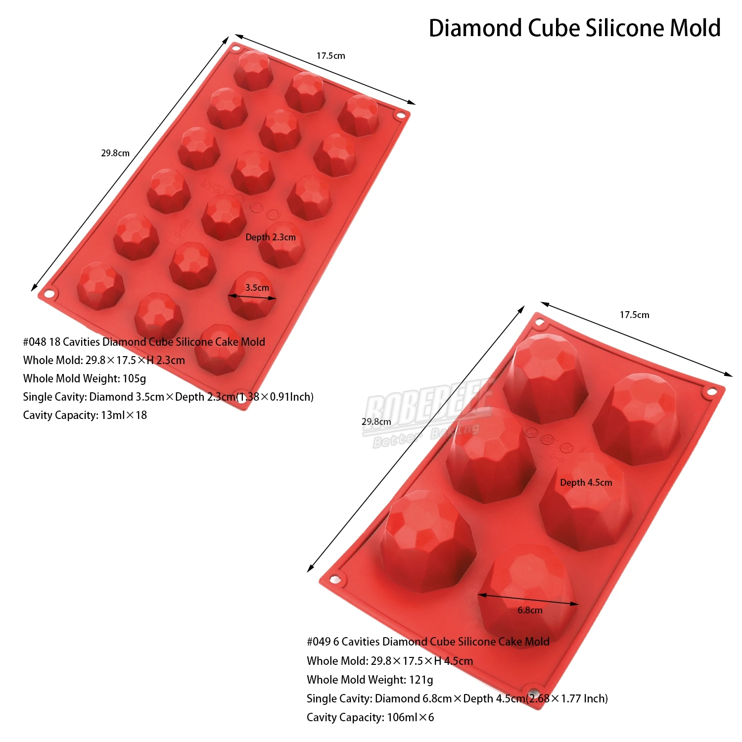 2 Sizes Diamond Cube Shape Premium Silicone Cake Mold Little Mousse Cheese Biscuit Candy Maker French Dessert Moulds DIY Baking