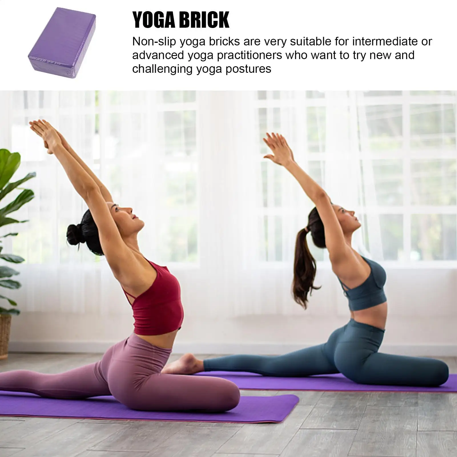 Yoga Brick Non-Slip Foam Yoga Block Strap for Exercise Pilates Workout Stretching Meditation Stability High-Density Brick