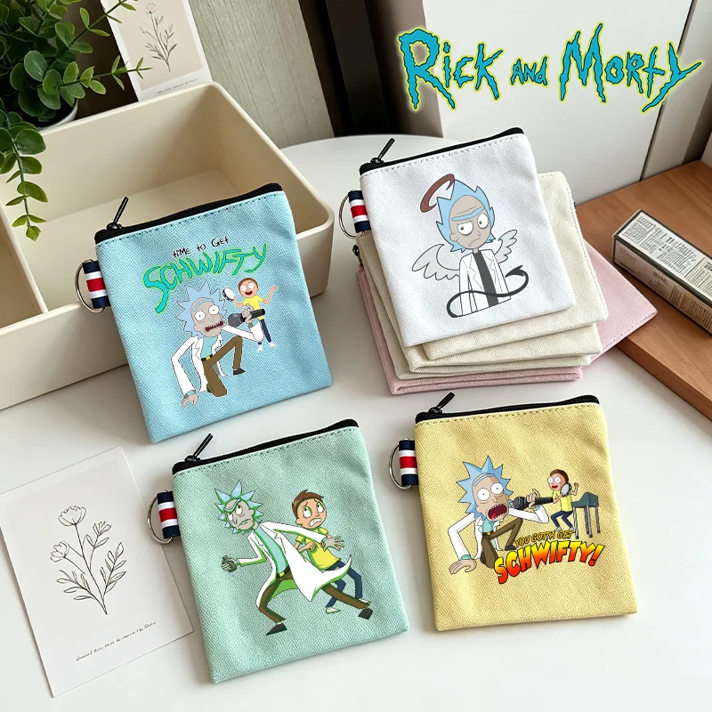 

Rick and Morty Canvas Coin Purse Funny Print Portable Zipper Wallets Large Capacity Bag Horror Bank Cards Women Men Storage Bags