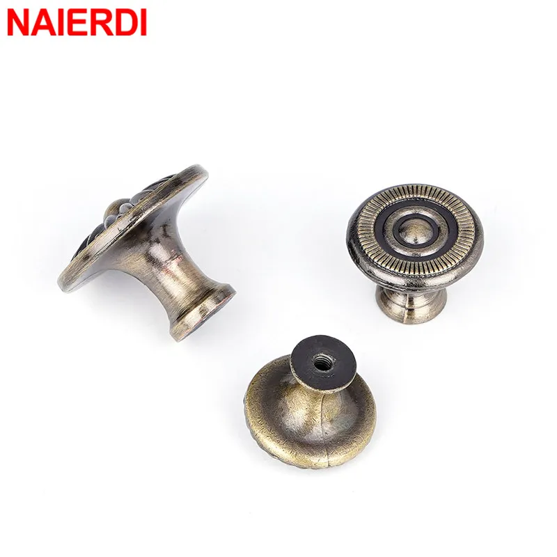 NAIERDI Retro Bronze Kitchen Cabinet Knobs Zinc Alloy Cupboard Door Handles Vintage Wardrobe Furniture Handle Drawer Pulls images - 6