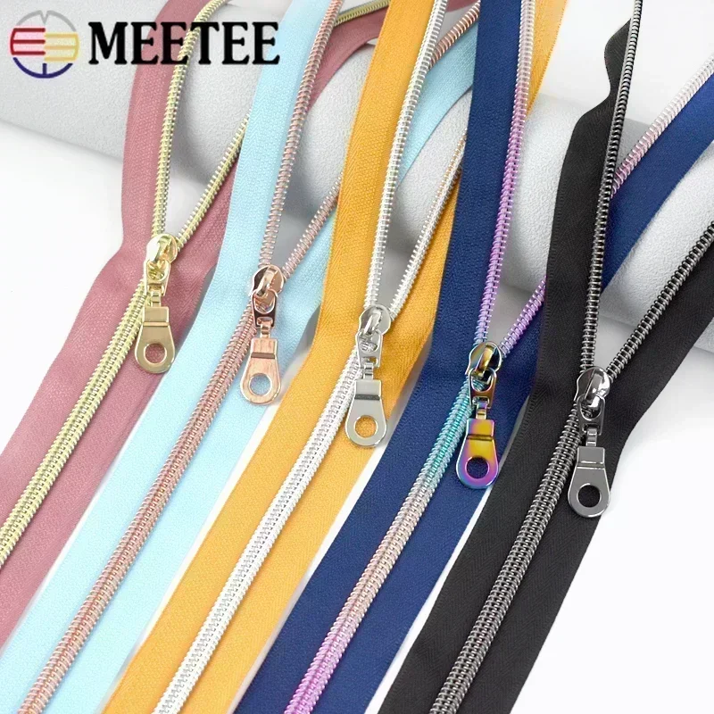 

2/3/4/5M Meetee 5# Nylon Zippers By The Meter + Zipper Slider Plastic Coil Zips Closure Pocket Zip Repair Garment Accessories