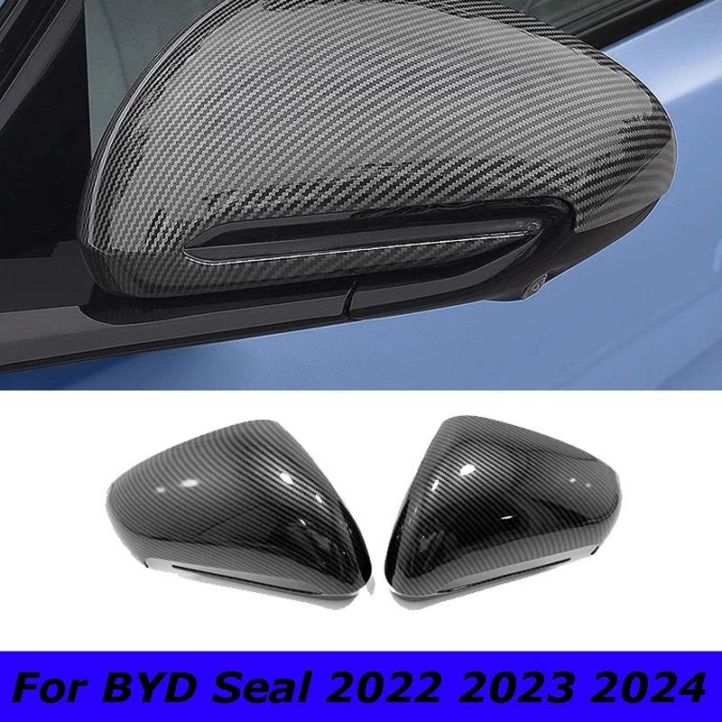 Подходит для BYD Seal 2022 2023 2024, зеркало заднего вида, зеркало заднего вида, дождевые брови, детали из АБС-пластика, углеродное волокно, яркий, черный, серебристый