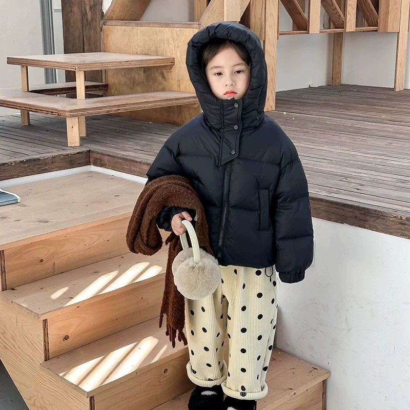 Kinder Warme Daunen-Baumwollmäntel Herbst Winter Jungen Mädchen Gefütterte Jacken Kinderbekleidung Baby Kapuzenparka Oberbekleidung 3-12 Jahre – Detail 3