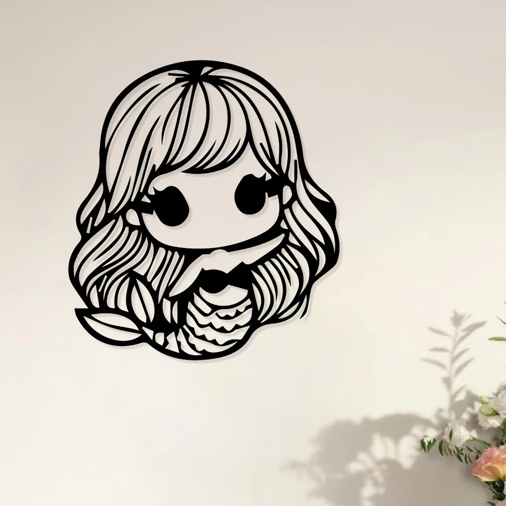 CIFBUY Cute Mermaid Metal Wall Art Rustproof Iron Sculpture Ocean Theme Home Decor For Bedroom Garden Fence Fantasy Lover