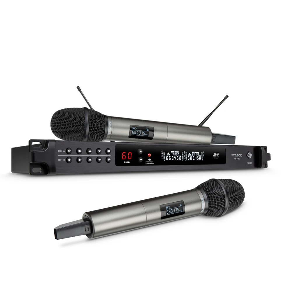 ST-9880 High quality Professional UHF Wireless Microphone 2-Channel Handheld Lavalier Style for  KTV performance church Speech