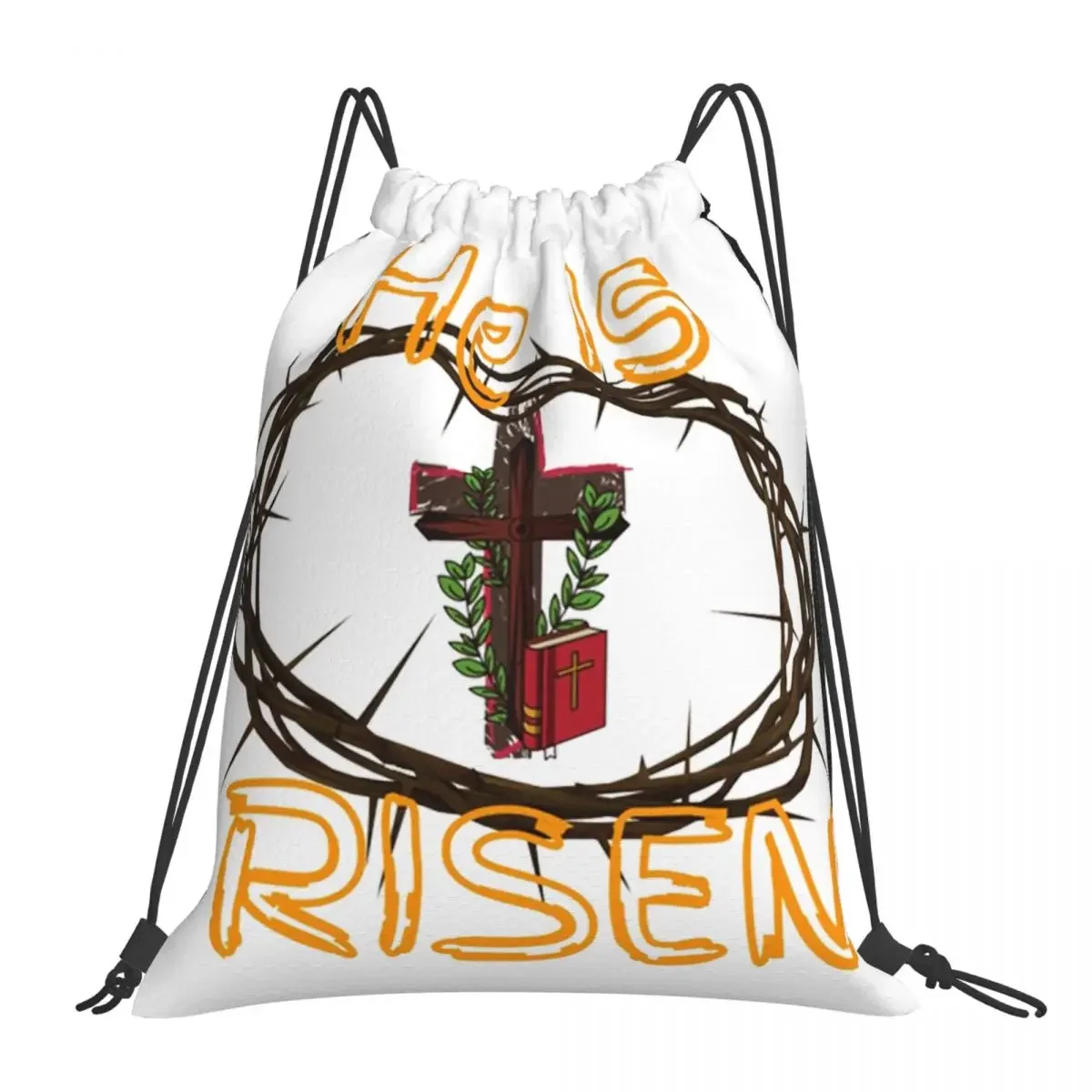 He Is Risen Backpacks Fashion Portable Drawstring Bags Drawstring Bundle Pocket Sports Bag BookBag For Man Woman School