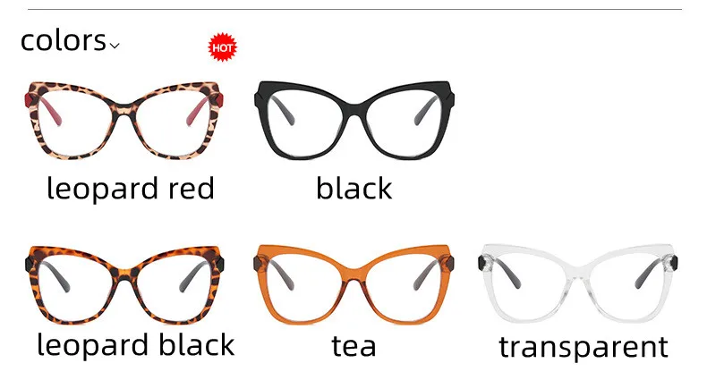 Mode Marke Luxus Design Retro Oversize Leopard Dame Rahmen Photochrome Anti Blau Licht Hyperopie Lesebrille 0 Bis + 6 – Detail 8