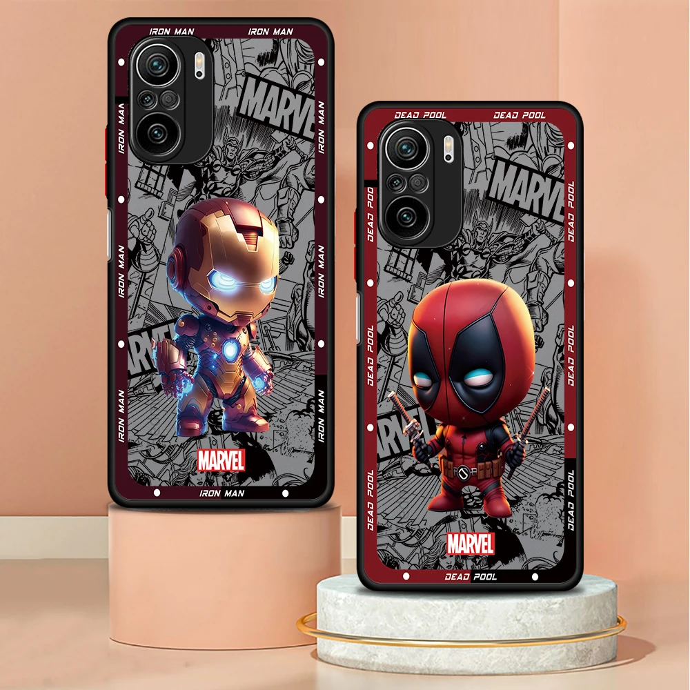 Case for Xiaomi Redmi 10A 9A 9C 12C A2 A1 Plus 9 K40 Pro 10C 10 12 5G 9T Luxury Bumper Matte Cover Marvel Ironman Deadpool