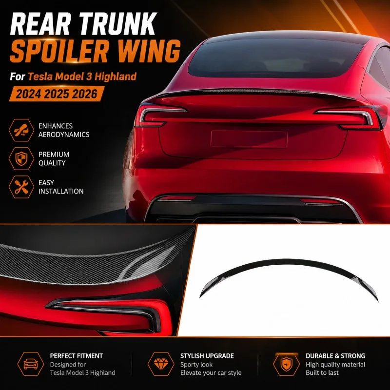 

Rear Trunk Spoiler Wing For Tesla Model 3 Highland 2024 2025 2026 Tail Spoiler Wing Body Kit Exterior Accessories Bodykit Tuning