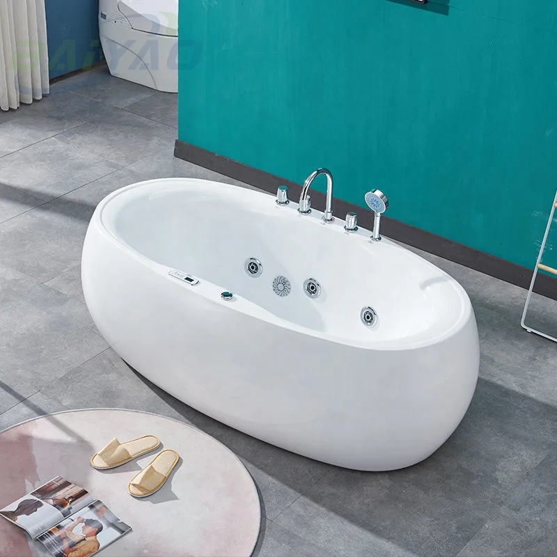 

Modern 2-Person Freestanding White Acrylic Hot Tub Spa 1.8m Indoor Whirlpool Massage Hot Sale For Hotels