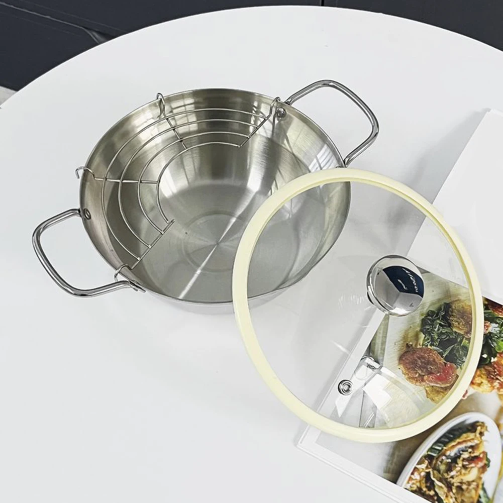 20cm 304 Stainless Steel Deep Fryer With Filter & Lid - Perfect FryingGarden Power Tool Accessories For Outdoor Garden Supplies