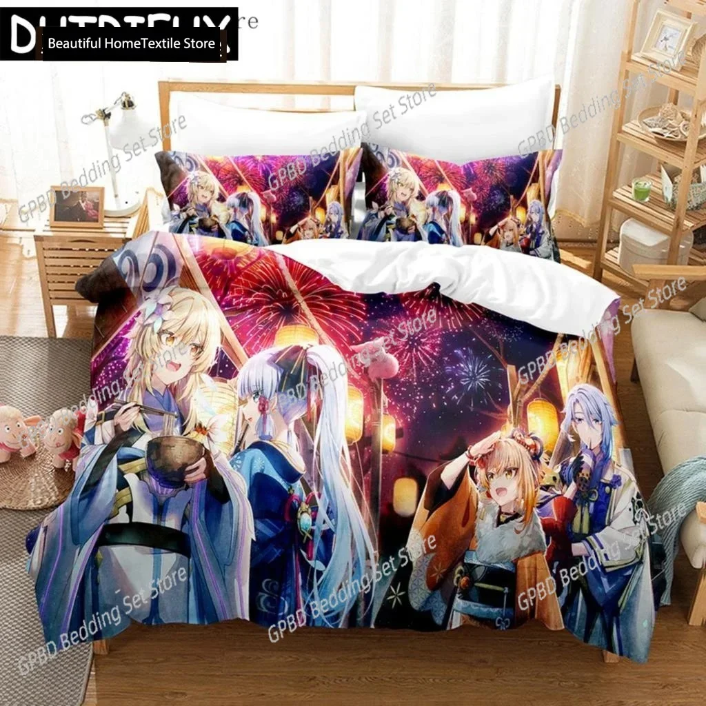 

Anime Genshin Impact Lumine Bedding Set Single Twin Double Queen King Cal King Size Bed Linen Set