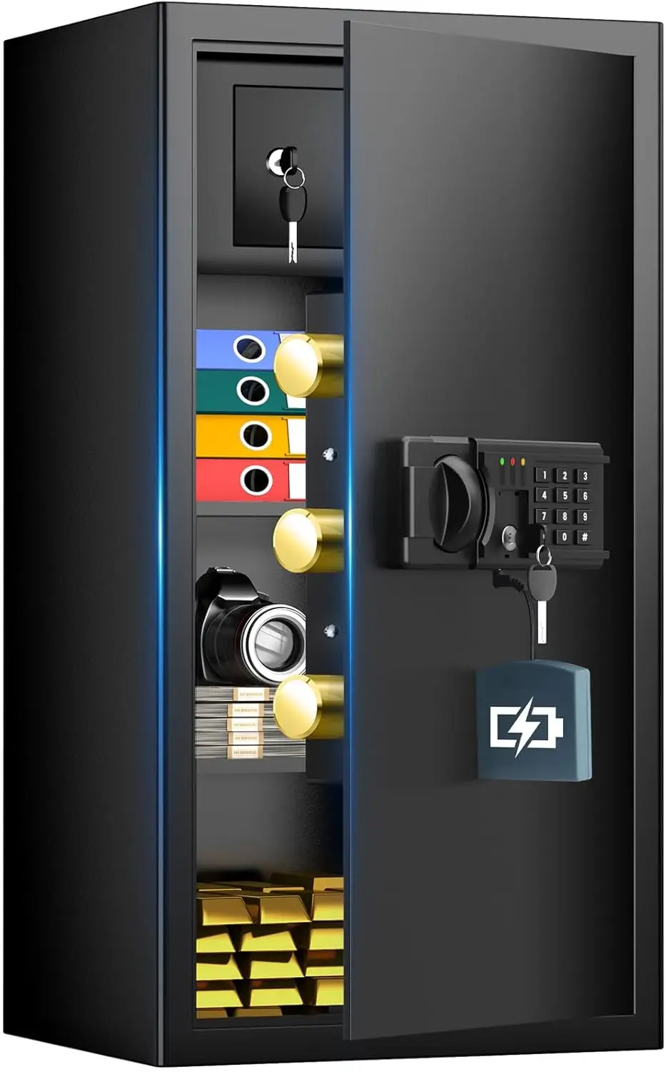 5.8 Cub Large Fireproof Safe, Home Safe Water and Fireproof, Large Document Safes With Digital Combination Lock, Smart Alert, Re