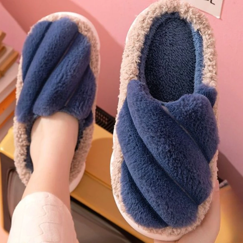 

Мужские осенне-зимние хлопковые тапочки на толстой подошве с флисовой подкладкой, домашние нескользящие теплые уличные удобные тапочки