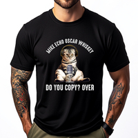 Mike Echo Oscar Whiskey Funny Ham Radio Cat Grahpic Tee Shirt Breathable Men's Shirt Game