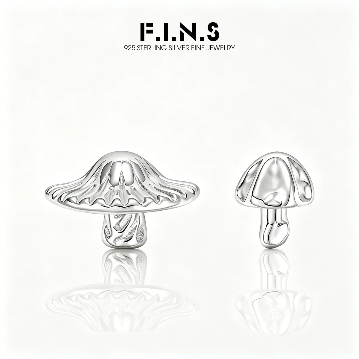 

F.I.N.S Original Mushroom S925 Sterling Silver Stud Earrings Unique Asymmetrical Piercing Small Ear Studs Fashion Fine Jewelry