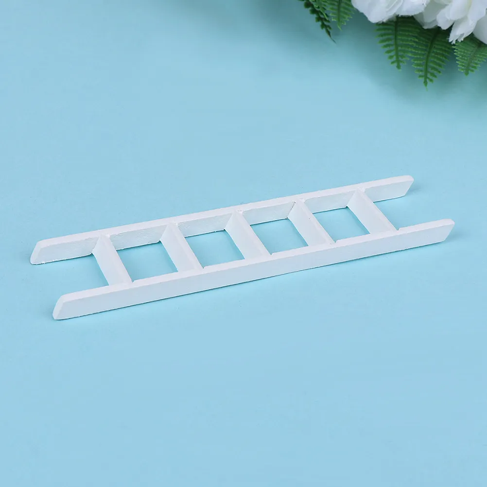 2Pcs Miniature Ladder Wooden Ornament for Mini House Furniture Simulation Warm Fashionable Home Decor Stool Prop Natural Wood