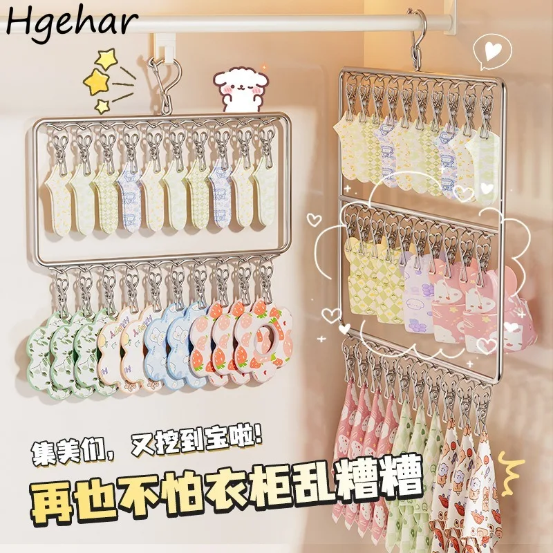 Household Storage Holders Stainless Hanger Wardrobe Portable Multi-function Double-layer Organizer Shelves Home Durable Useful