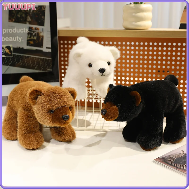 

Cute Bear Animal Plush Dolls Black White Brown Bear Cartoon Polar Bear Stuffed Toys For Kids Back to School Anime Birthday Gifts
