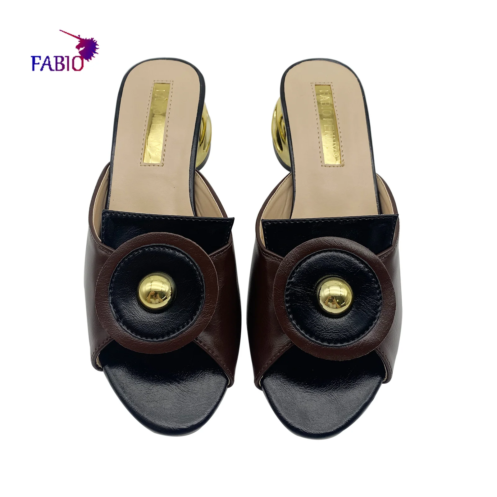 FABIO PENNY new multicolored midheel slippers for women casual banquet comfortable party  slippers for women Italian-style shoes