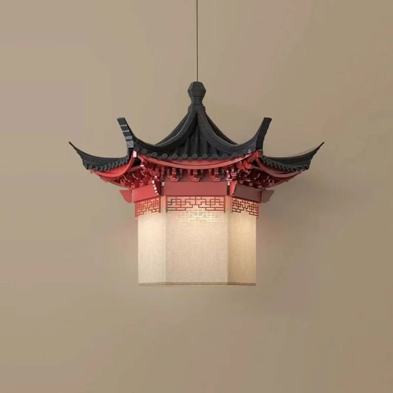 

Chinese solid wood loft chandelier Zen restaurant lamp tea room palace aisle corridor designer hotel B & B
