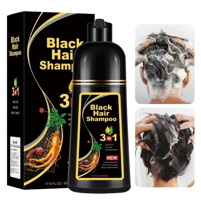 Black Hair Color Dye Hair Shampoo Cream Organic Permanent Covers White Gray Shiny Natural Ginger Essence For Women